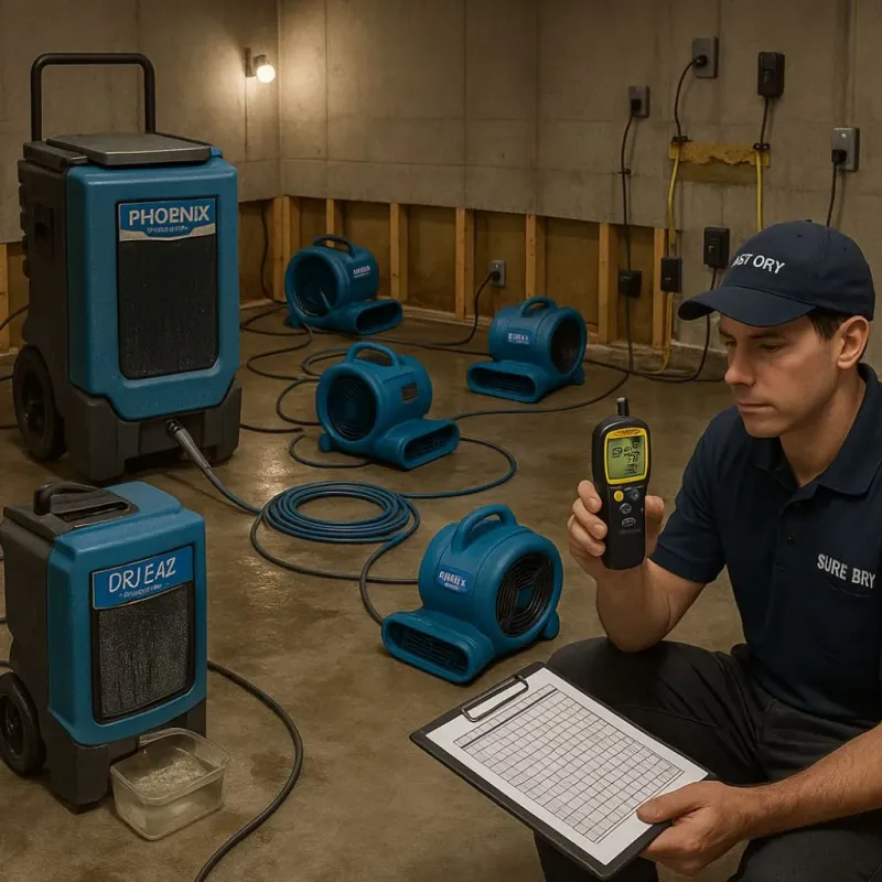 Structural Drying and Dehumidification process in Hale Center, TX